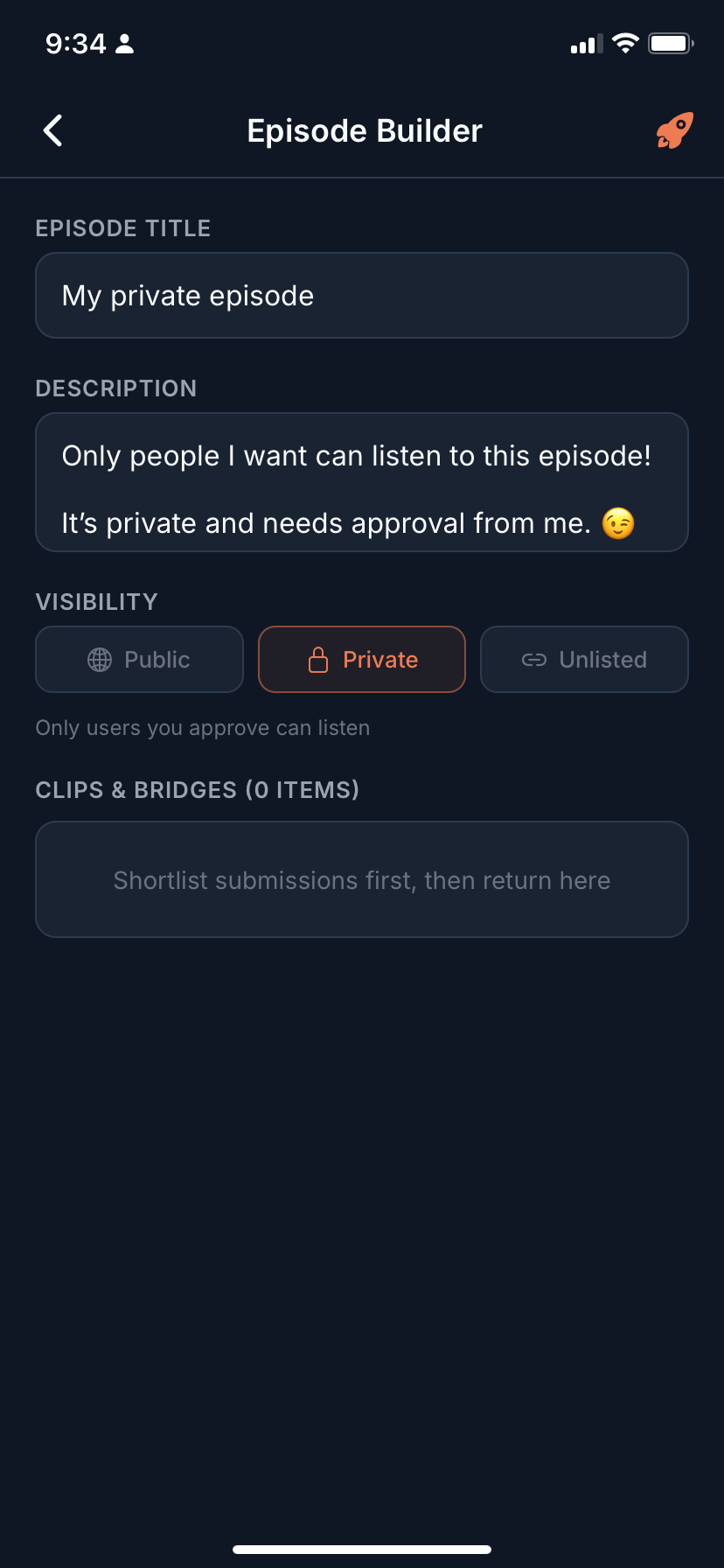 Privacy and visibility controls